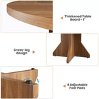 Round Dining Table for 4-6 People, 47 Wood Kitchen Dinner Table with Pedestal Base, Modern Circle Table for Living Room, Kitchen, No Chair
