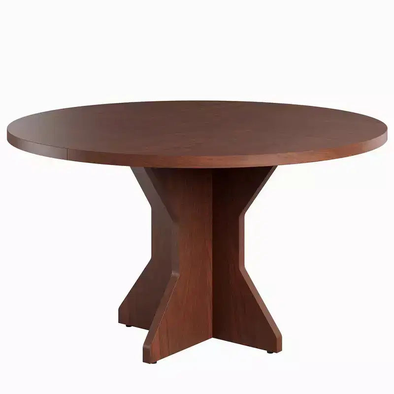 Round Dining Table for 4-6 People, 47 Wood Kitchen Dinner Table with Pedestal Base, Modern Circle Table for Living Room, Kitchen, No Chair