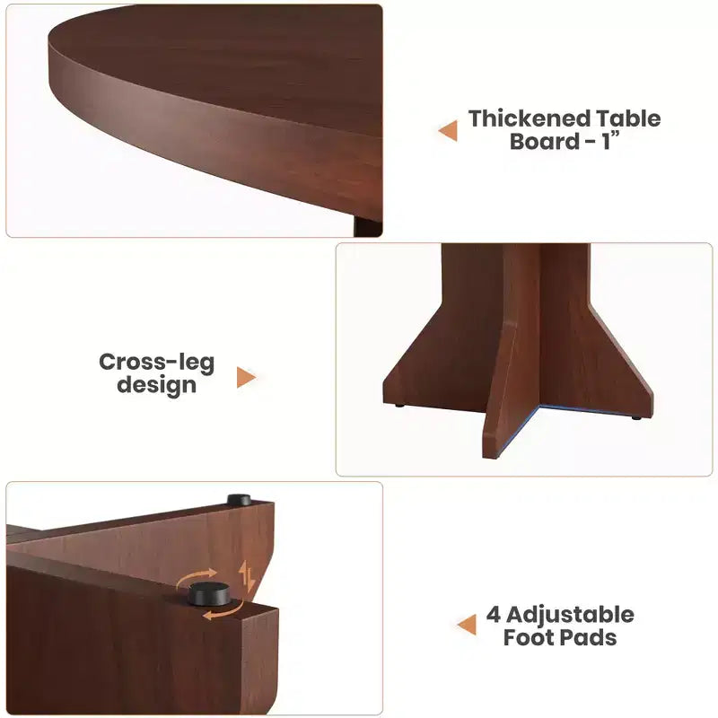 Round Dining Table for 4-6 People, 47 Wood Kitchen Dinner Table with Pedestal Base, Modern Circle Table for Living Room, Kitchen, No Chair