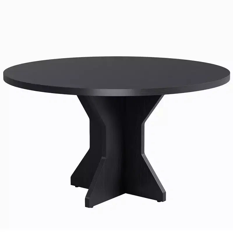 Round Dining Table for 4-6 People, 47 Wood Kitchen Dinner Table with Pedestal Base, Modern Circle Table for Living Room, Kitchen, No Chair