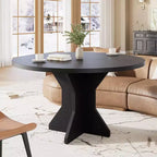 Round Dining Table for 4-6 People, 47 Wood Kitchen Dinner Table with Pedestal Base, Modern Circle Table for Living Room, Kitchen, No Chair