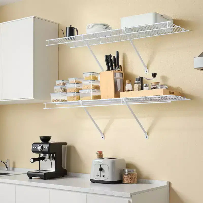 Étagères grillagées VEVOR, kit de 2, 1,2 m, étagères murales, étagères suspendues en acier au carbone robustes, étagères de rangement murales flottantes, blanc