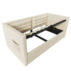 Lit de repos jumeau rembourré, cadre de lit jumeau de rangement hydraulique, cadre de lit de repos en velours avec dossier de canapé touffeté