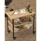 Table à pizza 3 étagères réglable en hauteur COZONY, table de préparation de nourriture pour barbecue extérieur, tailles de pizzas marquées, capacité de 300 kg avec roues métalliques flexibles pour la maison