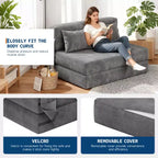 COZONY 4-in-1 Folding Sofa Bed & Sleeper Chair, 72/76L Convertible Loveseat, Tufted Floor Lounger