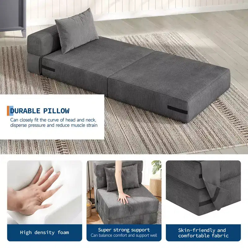 COZONY 4-in-1 Folding Sofa Bed & Sleeper Chair, 72/76L Convertible Loveseat, Tufted Floor Lounger