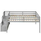 Lit mezzanine en bois avec escalier et barrières de sécurité pour adolescents, lit mezzanine de taille simple pour chambre à coucher