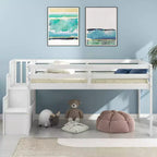 Lit mezzanine en bois avec escalier et barrières de sécurité pour adolescents, lit mezzanine de taille simple pour chambre à coucher