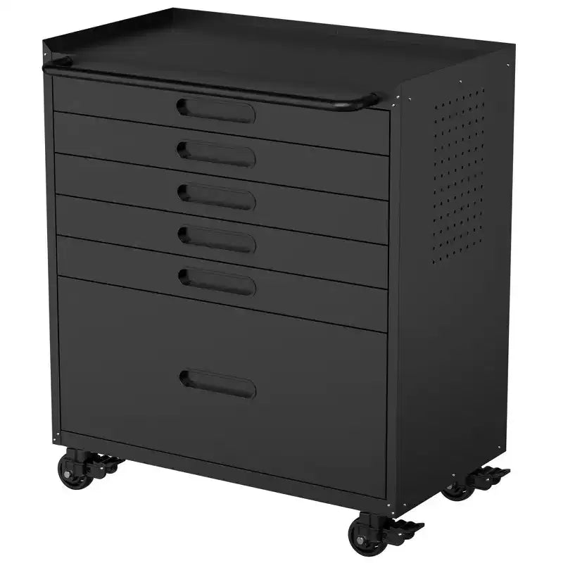 VIYET 34 6-Drawer Rolling Tool Chest - Heavy-Duty Steel Mobile Garage Cabinet & Small Parts Storage Organizer, Black