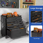 VIYET 34 6-Drawer Rolling Tool Chest - Heavy-Duty Steel Mobile Garage Cabinet & Small Parts Storage Organizer, Black