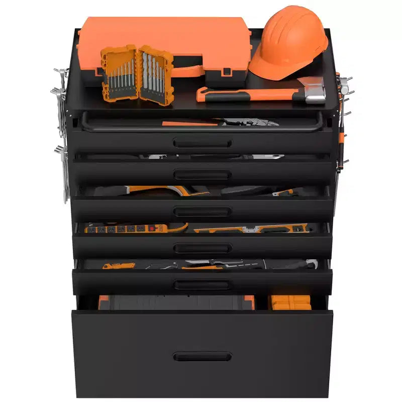 VIYET 34 6-Drawer Rolling Tool Chest - Heavy-Duty Steel Mobile Garage Cabinet & Small Parts Storage Organizer, Black