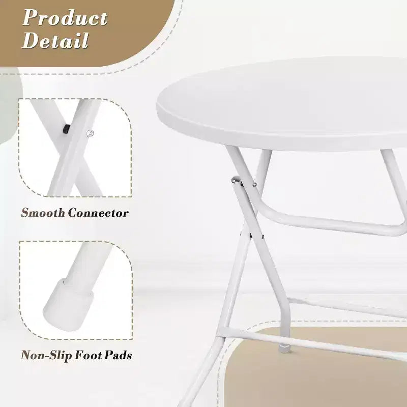 Cocktail Table Portable Folding Bar Height Table,Compact Round High Top Plastic,Steel Bistro with Removable Legs for RV Patio Catering Parties