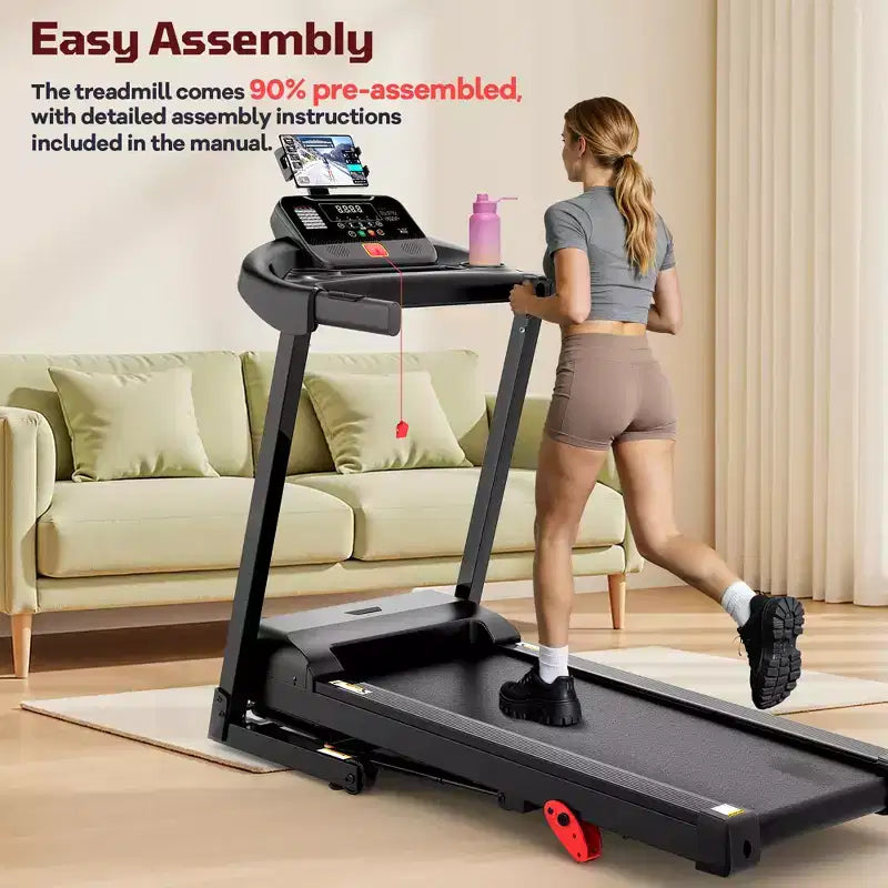 Vente de tapis de course inclinable : Inclinaison manuelle à 3 niveaux de 12 %, capacité de 150 kg avec connectivité APP Bluetooth, tapis de course pliable pour la maison/le petit bureau