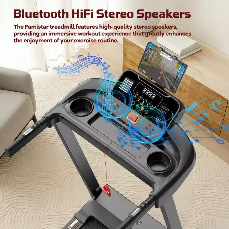 Vente de tapis de course inclinable : Inclinaison manuelle à 3 niveaux de 12 %, capacité de 150 kg avec connectivité APP Bluetooth, tapis de course pliable pour la maison/le petit bureau