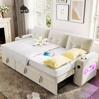 COZONY 84 Sleeper Sofa with Storage, Convertible Sectional Couch Bed with Reversible Chaise, Pull Out Sofa Bed for Living Room Apartment