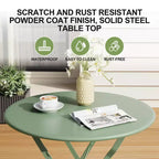 3-Piece Outdoor Bistro Set, Folding Patio Bistro Sets with 1 Table and 2 Chairs, Metal Frame Bistro Table and Chairs Set of 2 for Small Space, Indoor
