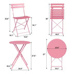 3-Piece Outdoor Bistro Set, Folding Patio Bistro Sets with 1 Table and 2 Chairs, Metal Frame Bistro Table and Chairs Set of 2 for Small Space, Indoor