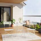 3-Piece Outdoor Bistro Set, Folding Patio Bistro Sets with 1 Table and 2 Chairs, Metal Frame Bistro Table and Chairs Set of 2 for Small Space, Indoor