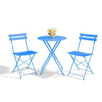 3-Piece Outdoor Bistro Set, Folding Patio Bistro Sets with 1 Table and 2 Chairs, Metal Frame Bistro Table and Chairs Set of 2 for Small Space, Indoor