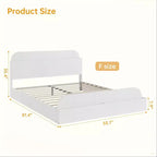 Queen Size Bed Frame, Wooden Beds with Storage Headboard and Raised-Foodboard, Twin-Floor Low Platform Bed for Bedroom,, No Box Spring Needed
