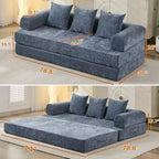 MooxvMoo 4-in-1 Convertible Sofa Bed, Floor Foldable Couch Bed with Armrests & Pillow, No Assembly Required, Comfy Memory Foam Couch, Blue