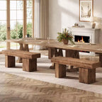 Banc en bois massif Lantine de 47 pouces, banc d'entrée de style ferme avec assise épaissie pour chambre à coucher, couloir, salon, porche, finition naturelle