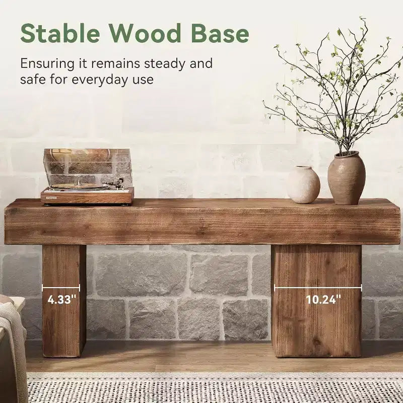 Banc en bois massif Lantine de 47 pouces, banc d'entrée de style ferme avec assise épaissie pour chambre à coucher, couloir, salon, porche, finition naturelle