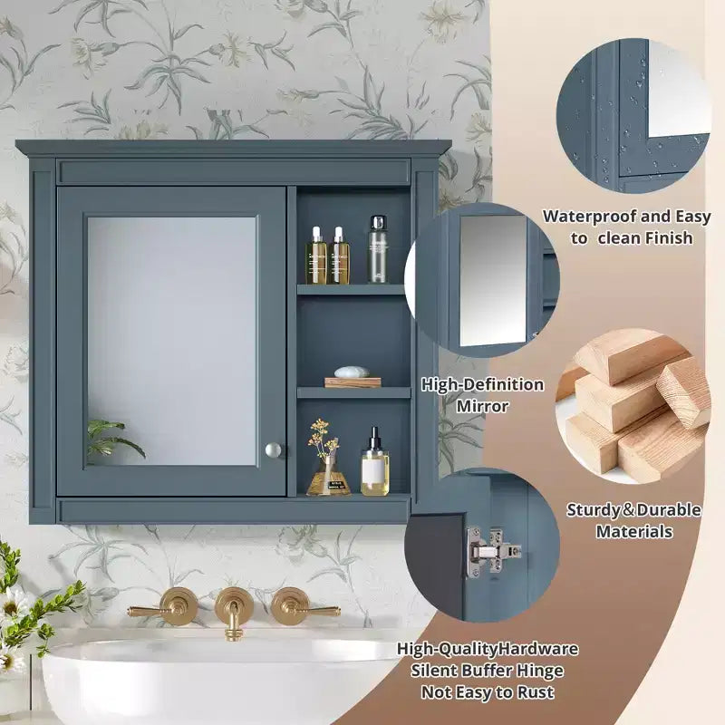GDFStudio Pamela 30 Armoire à pharmacie murale moderne avec 3 étagères