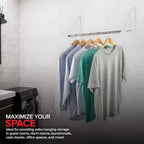 Wall-Mounted Retractable Double Foldable Clothing Rack w/ Extension Rod, White (20 Count)
