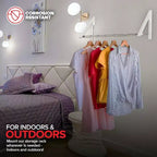 Wall-Mounted Retractable Double Foldable Clothing Rack w/ Extension Rod, White (20 Count)