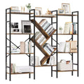 5-Tier Rustic Wooden Bookshelf C A-Black + Retro Finish C Wide Display Shelf for Bedroom/Living Room/Office (1-Pack)