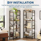 5-Tier Rustic Wooden Bookshelf C A-Black + Retro Finish C Wide Display Shelf for Bedroom/Living Room/Office (1-Pack)