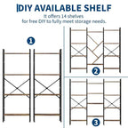 5-Tier Rustic Wooden Bookshelf C A-Black + Retro Finish C Wide Display Shelf for Bedroom/Living Room/Office (1-Pack)