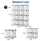 Wire Cube Storage 12-Cube Modular Closet Organizer Shelf Unit for Bedroom Office, Gray