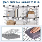 Wire Cube Storage 12-Cube Modular Closet Organizer Shelf Unit for Bedroom Office, Gray