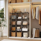 Wire Cube Storage 12-Cube Modular Closet Organizer Shelf Unit for Bedroom Office, Gray