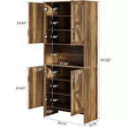 Meuble à chaussures de ferme haut Lantine avec portes et étagères réglables, organisateur à 7 niveaux pour entrée, placard, salon, marron rustique