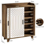 Meuble à chaussures Lantine en bois avec portes coulissantes, organisateur de chaussures moderne avec étagères réglables pour entrée, salon, couloir, marron et blanc