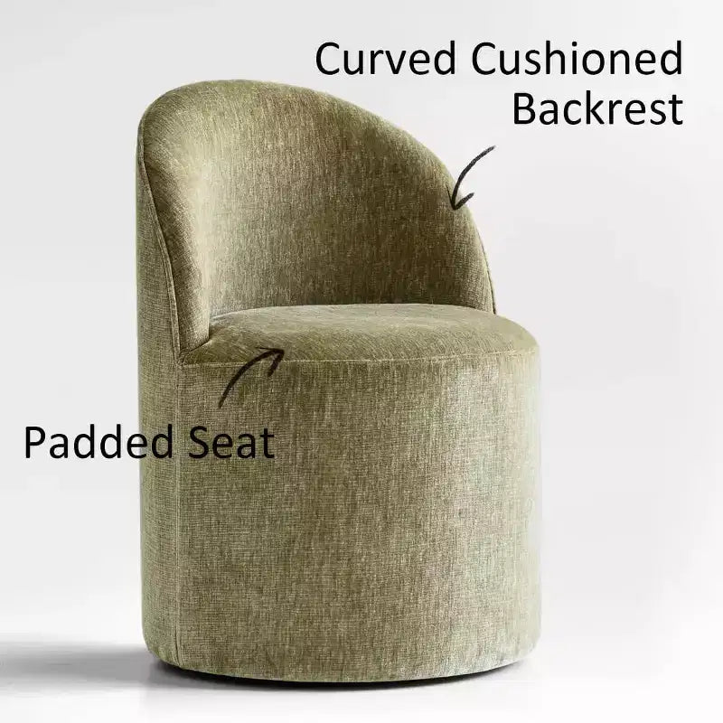 Dining Table Set for 4, Modern Barrel Chair with Wheels and Chenille Upholstery, Round Pedestal Table for Small-Dining Areas-Panipeachy