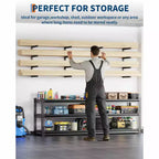 Lumber Storage Rack, Set of 2, Wall Mount, Heavy Duty Steel 4-Tier Wood Organizer Storage Shelves, 800LBS Capacity, for Shed, Workshop, Garage
