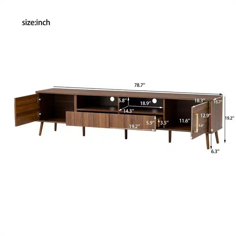 GDFStudio Saoirse 78 Meuble TV moderne en bois avec portes à fermeture douce, étagère ouverte