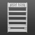 Wood-plastic Board Six Tiers Carved Shoe Rack White B