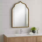 HomeRoots 36 Gold Metal Beaded Arch Framed Accent Mirror