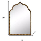 HomeRoots 36 Gold Metal Beaded Arch Framed Accent Mirror