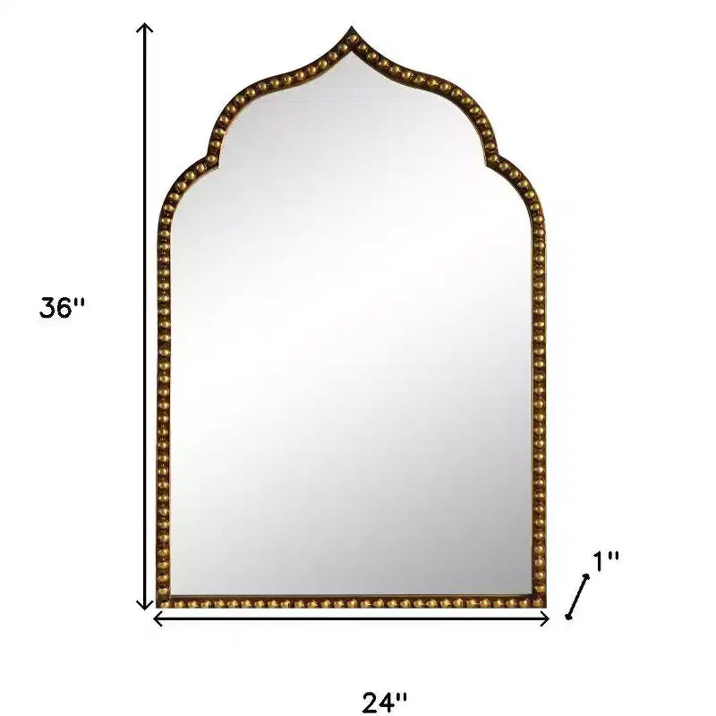 HomeRoots 36 Gold Metal Beaded Arch Framed Accent Mirror