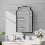 19.5 x 29.64 Inch Gold Slightly Arch Wrought Iron Framed Medicine Cabinet With Mirror, Wall-mounted Mirror Cabinet For Bathroom