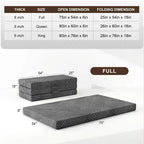 Dyonery Tri Folding Mattress 6 Inch Queen Memory Foam Trifold Mattress Foldable Washable Cover& Storage Bag Space-Saving for Guest, Pet