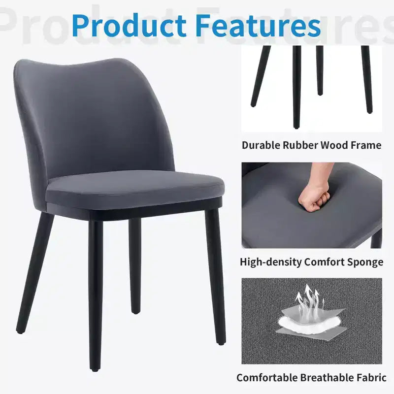Dining Chairs, Upholstered Fabric Dining Room Side Chairs, Chair for Dining Table with Padded Seat and Wood Legs-Modern Dining Chairs