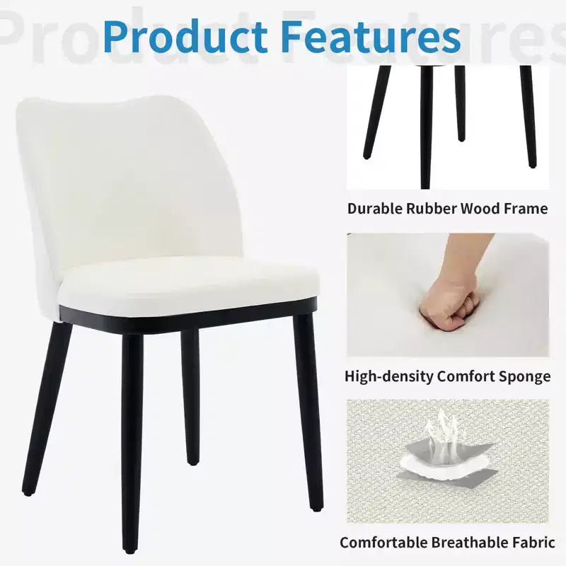 Dining Chairs, Upholstered Fabric Dining Room Side Chairs, Chair for Dining Table with Padded Seat and Wood Legs-Modern Dining Chairs
