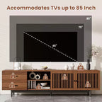 GDFStudio 78 Modern Wood TV Stand with 2 Slatted Door, 2 Deep Drawers and Cable Management